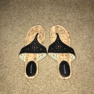 Black Wedged Sandals
